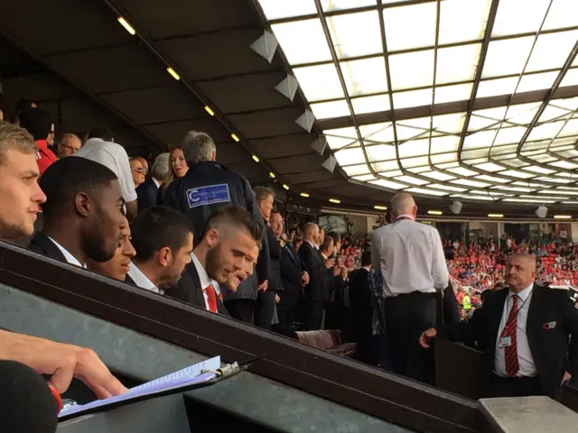 De Gea and Valdes watch from directors' box at Old Trafford