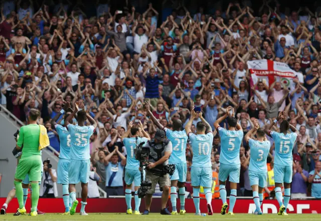 West Ham players at full-time