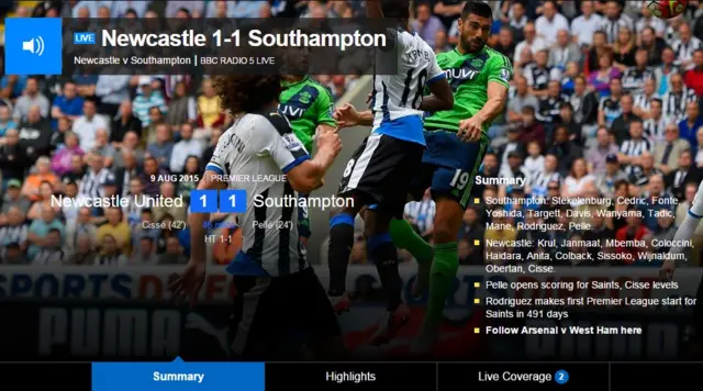 Newcastle live page