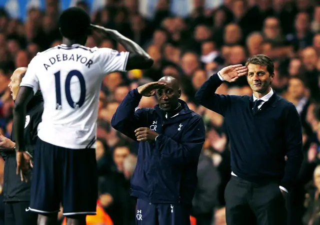 Emmanuel Adebayor and Tim Sherwood