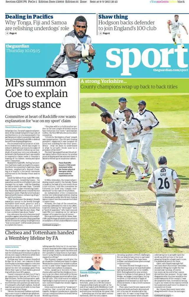 The Guardian back page