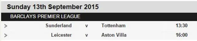 Sunday fixtures