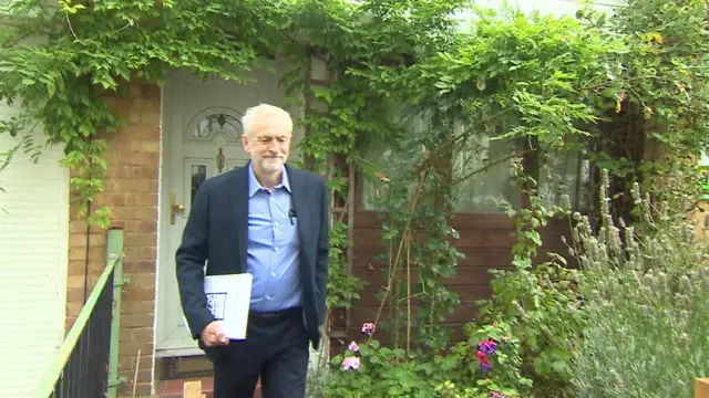 Jeremy Corbyn leaving his home in London