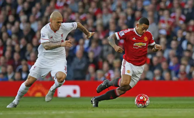 Martin Skrtel and Memphis Depay