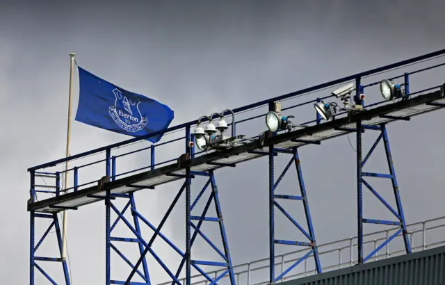 A flag flies at Goodison Park