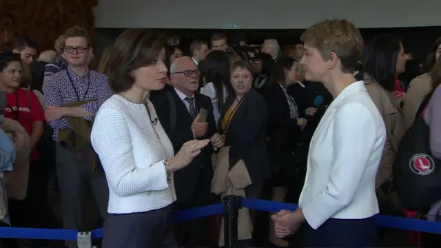 Yvette Cooper speaks to BBC presenter Jane Hill