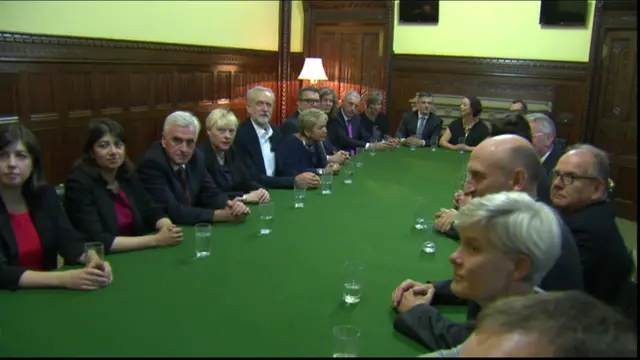 Jeremy Corbyn chairs first shadow cabinet meeting.