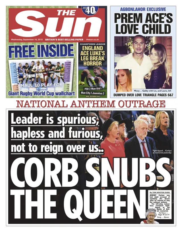 The Sun front page - 16 September 2015