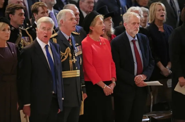 Jeremy Corbyn appear silent as the national anthem is sung