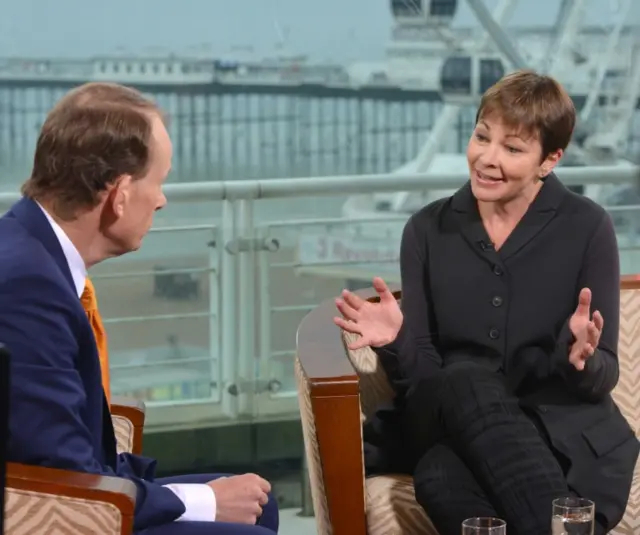 Caroline Lucas being interviewed by Andrew Marr