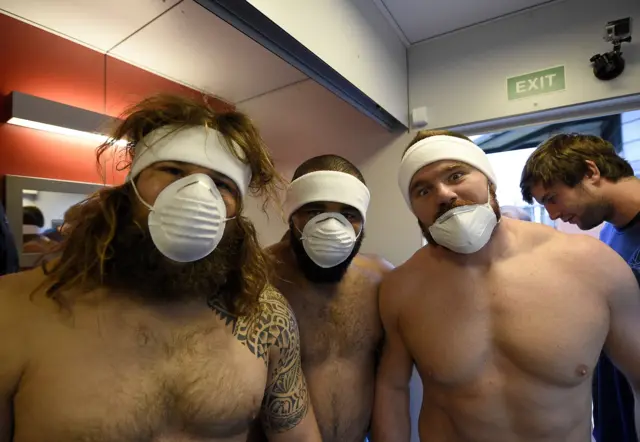 Martin Castrogiovanni (left) with team-mates at University of Surrey