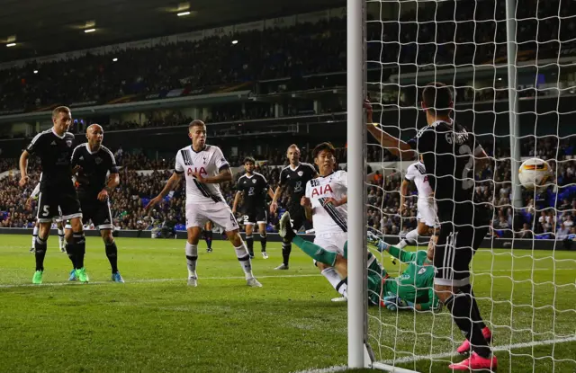 Tottenham score their first goal of the evening