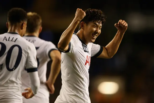 Son Heung-min celebrates