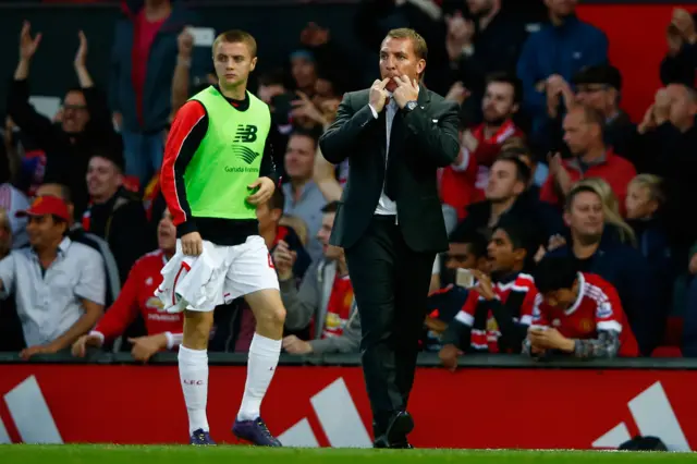 Liverpool's Jordan Rossiter (left) and manager Brendan Rodgers