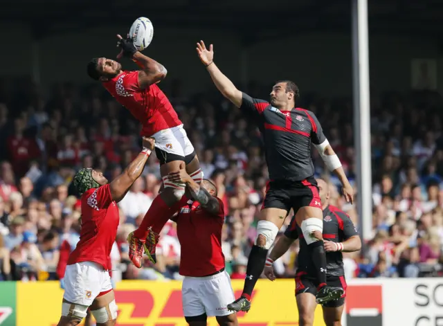 Tonga and Georgia line-out