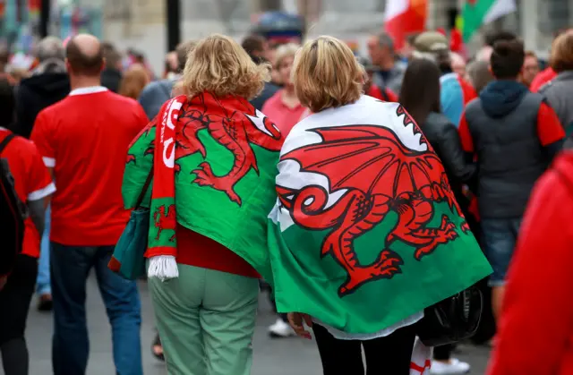 Wales fans in Cardiff