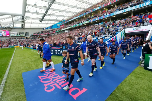 Players walking out