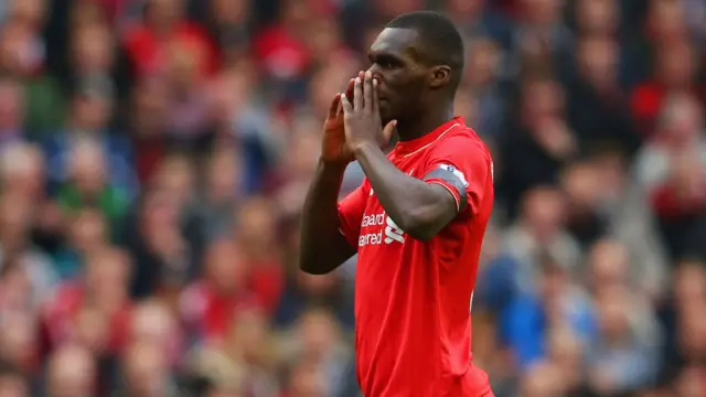 Christian Benteke reacts