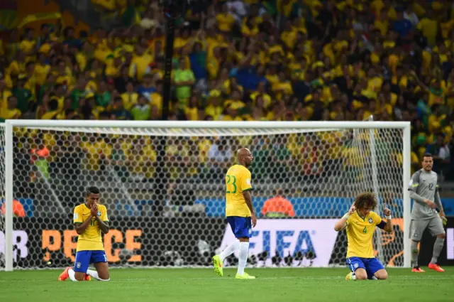 Brazil players react to defeat