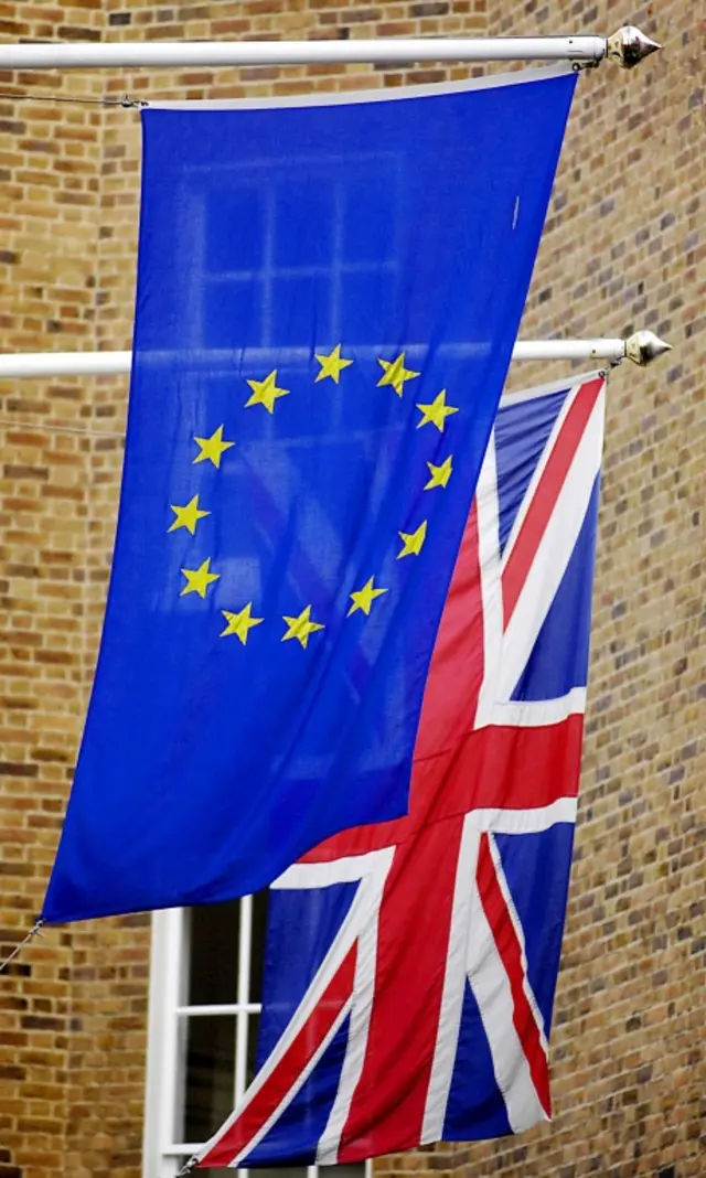 European Union flag and the Union Jack