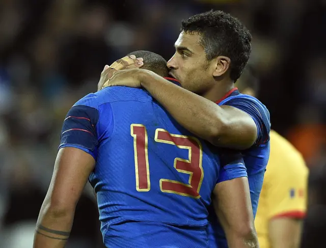 Wesley Fofana and Gael Fickou celebrate