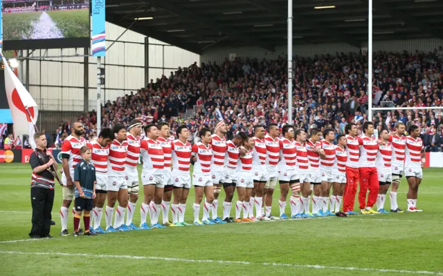 The Japan team before kick off