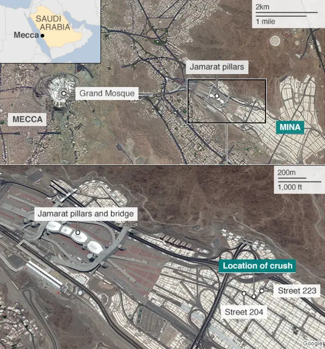 Map of Mina and Mecca