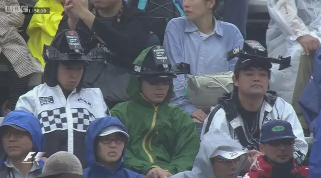 Japanese Grand Prix fans with Honda hats