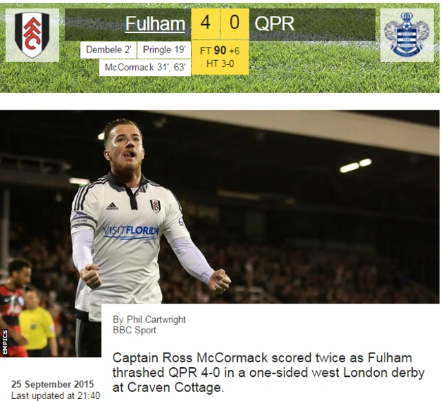 Fulham v QPR match report