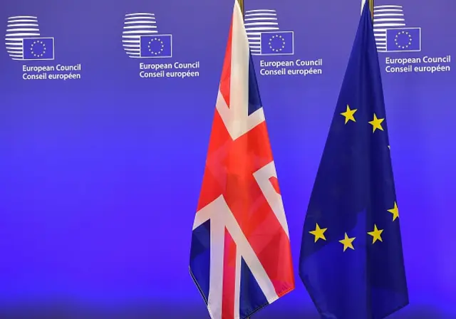 Union Flag next to EU Flag