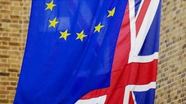 EU and UK flag flying next to each other