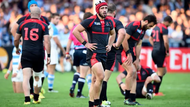 Merab Sharikadze looks dejected