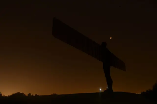 Supermoon over the Angel of the North