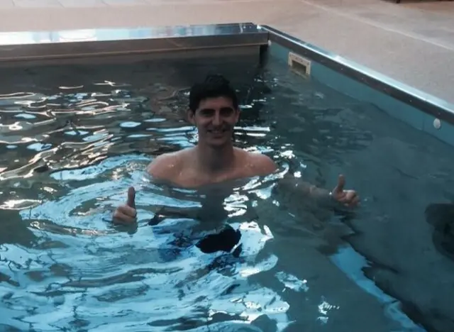 Thibaut Courtois in the pool