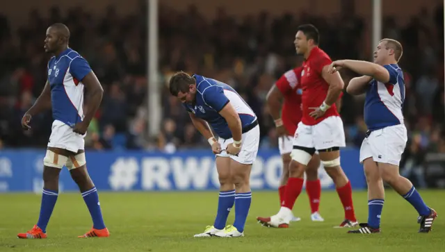 Namibia players look dejected