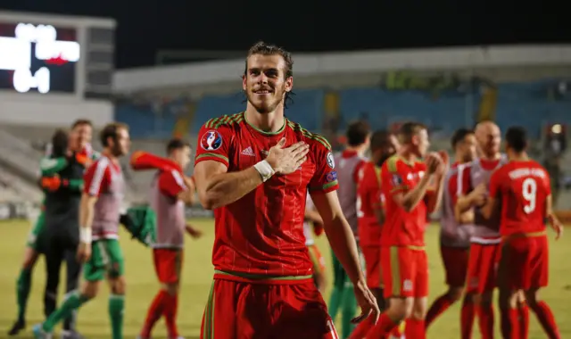 Gareth Bale celebrates at full-time