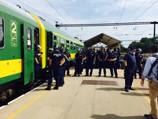 Police on station platform