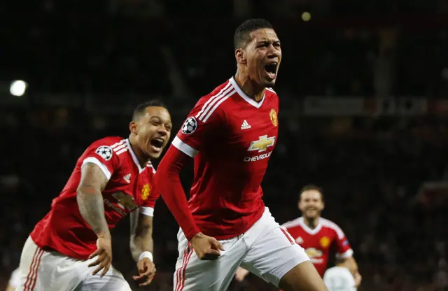 Chris Smalling celebrates