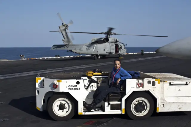 On board the USS Theodore Roosevelt, stationed in the Persian Gulf as part of operations against IS