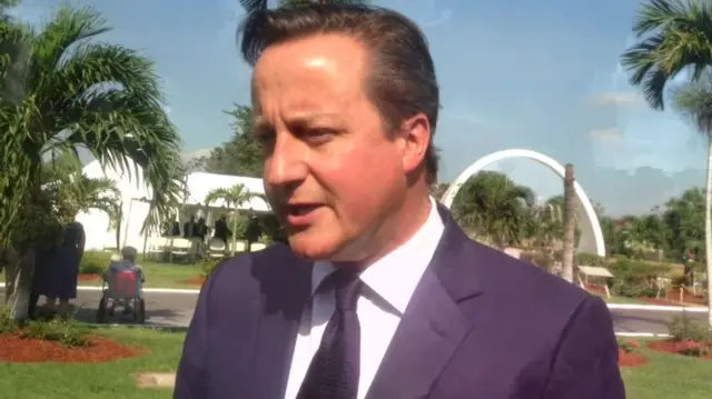 David Cameron speaking in Kingston, Jamaica