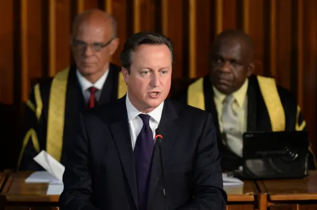 David Cameron speaking to the Jamaican Parliament