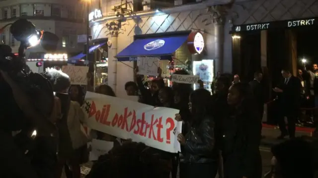 The protest outside DSTRKT
