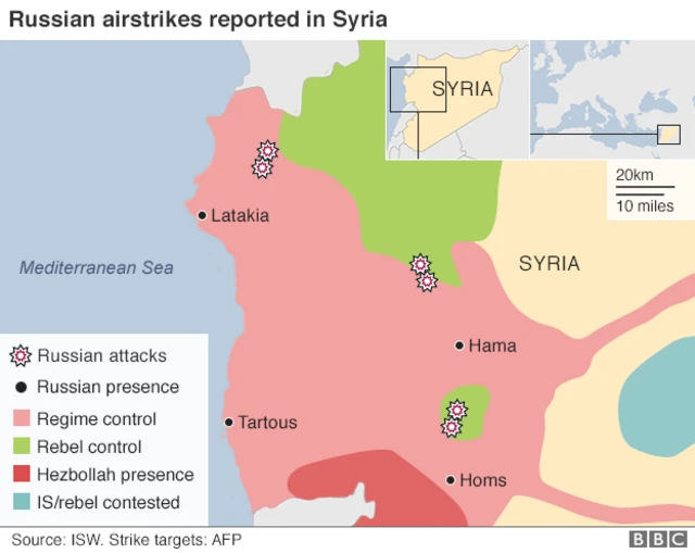 Russian air strikes reported in Syria