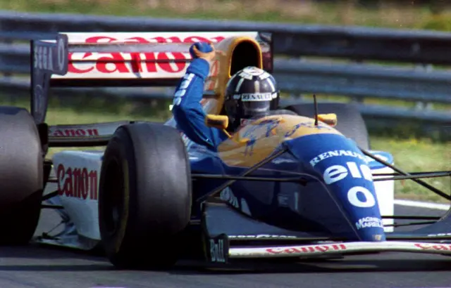 Damon Hill in action for Williams during the 1993 Hungarian GP