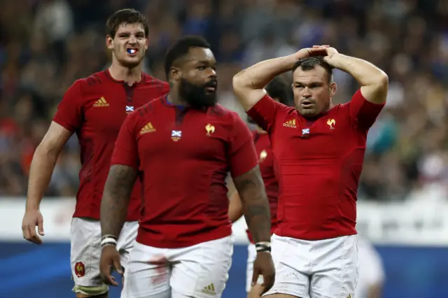 French players look dejected