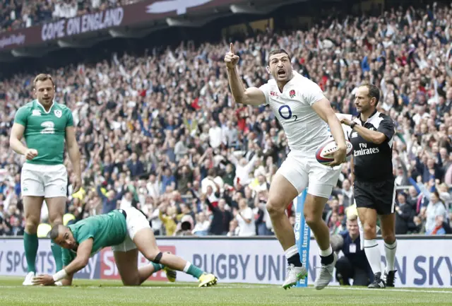 Jonny May scores