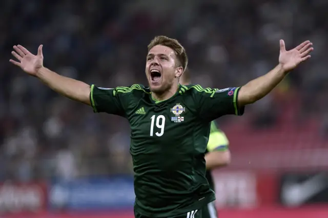 James Ward celebrates scoring against Greece