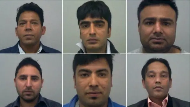 Clockwise from top left: Vikram Singh, Akbari Khan, Asif Hussain, Mohammed Imran, Taimoor Khan and Arshad Jani were all found guilty