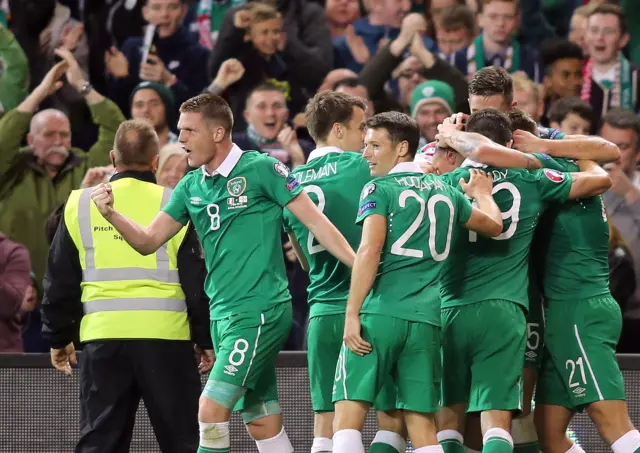 Republic of Ireland celebrate their goal