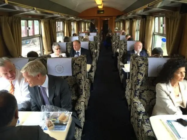 Passengers on board the train carrying Queen Elizabeth